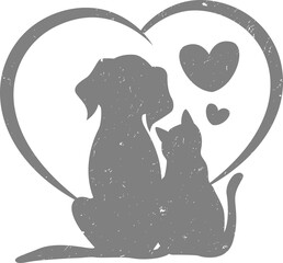 Cat and Dog Silhouette PNG Illustration – Pet Animal Outline Design
