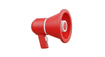 Modern 3D Red Megaphone Icon Isolated for Announcement and Promotion Concepts.