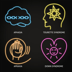 Neurodiversity symbols neon icon set