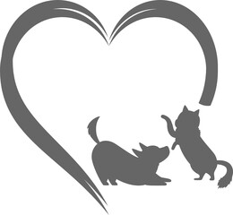 Cat and Dog Silhouette PNG Illustration – Pet Animal Outline Design