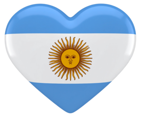 argentine flag in the Form of Heart isolated on transparent background, 3d rendering