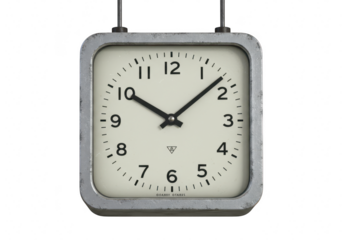 Vintage double sided station clock with classic roman numerals and black hands