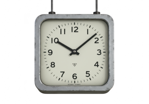 Vintage double sided station clock with classic roman numerals and black hands