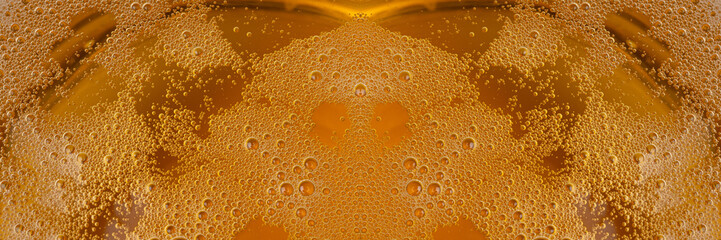 Beer Foam Texture, Bubbles on Alcohol Drunk Closeup, Ale Froth Pattern, Golden Beer Foam Textured