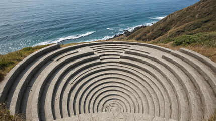 Concentric Chevron Rings Steps Leading to Ocean View