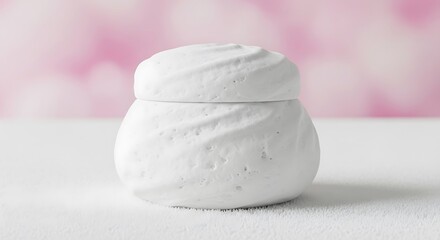 White marshmallow on a pink blurred background