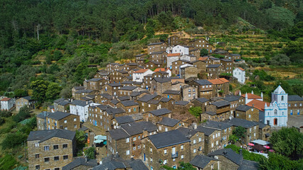 Fototapeta premium Aerial view of traditional stone houses in Piodao mountain village. Piodao, Portugal.