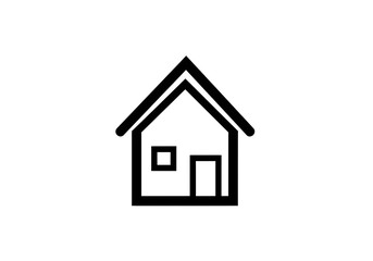 Monochrome Home Icon with Geometric Lines and a Double Roof Outline.