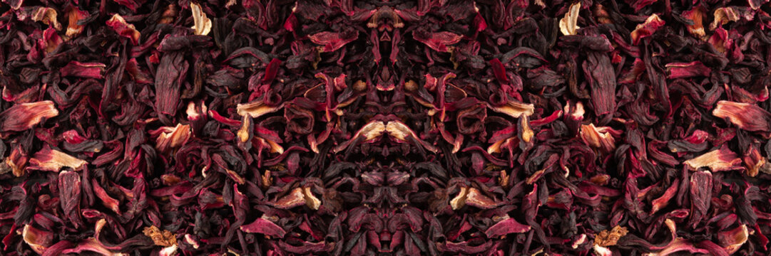 Dry Hibiscus Tea Isolated, Dry Rose Petals, Fruit Red Tea, Karkade Leaves, Dried Herbal Drink, Roselle Petal