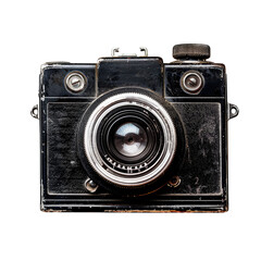 Camera Still Life Old Equipment Portrait in Studio Against Dark Background