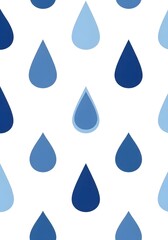 Rhythmic Cascade of Stylized Blue Raindrops in a Seamless Vector Illustration.