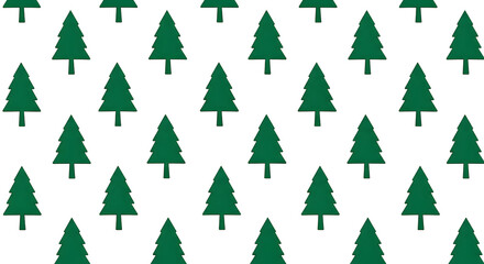 Obraz premium Seamless Holiday Pattern of Stylized Green Christmas Tree Cutouts on a Clean White Background.