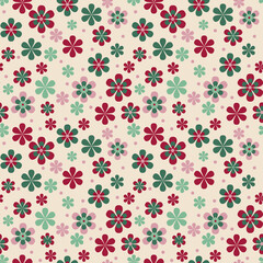 Christmas Vintage Daisy Floral Seamless Repeat