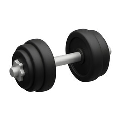 Sleek 3D Adjustable Dumbbell with Matte Black Plates Isolated on White.