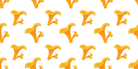 Cozy autumn seamless pattern with mushrooms in flat style. Fall vector illustration for banners and greeting cards