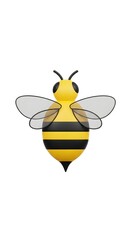 Obraz premium Sleek 3D Cartoon Bee with Glossy Stripes and Translucent Wings on a White Background.