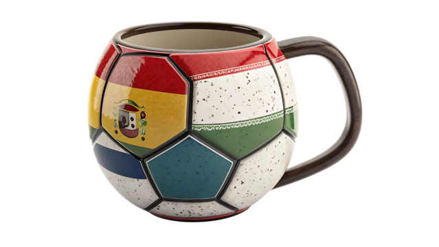Soccer ball mug with country flags on the panels - Powered by Adobe