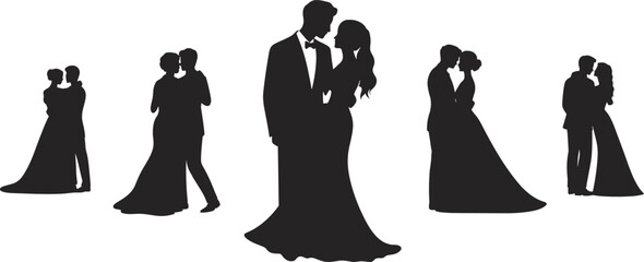 Romantic Couple Dancing Silhouette – Wedding Dance Illustration