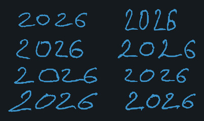 2026 year hand drawing hand drawn alphabet on blackboard