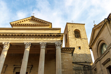 The Basilica di San Marino, stands in piazzale Domus Plebis square in San Marino, Europe