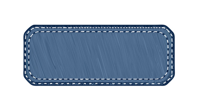 Illustration of a blue rectangular patch with a stitched border and textured fill design element