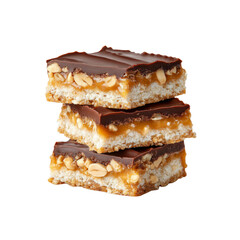 Delicious Stack of Homemade Chocolate Peanut Butter Caramel Bars