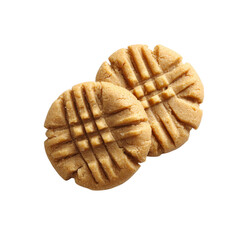 Two Delicious Peanut Butter Cookies on Black Background