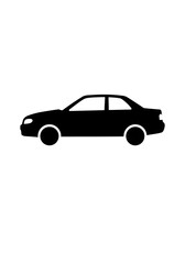 Fototapeta premium Sleek Black Sedan Car Silhouette a Minimalist Graphic Icon Isolated on a Clean White Background.