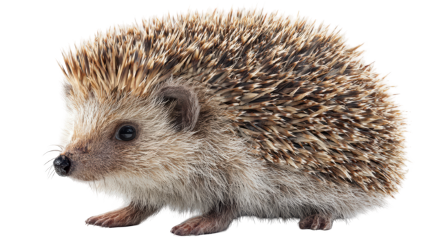 Adorable hedgehog with brown and tan quills, looking sideways