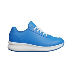 Sleek Blue and White Athletic Sneaker a Minimalist 3D Icon Rendered on a White Background.