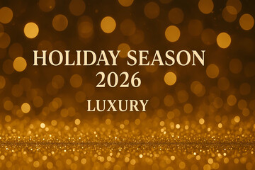 Naklejka premium Holiday card for New Year and Christmas 2026. Flickering golden lights