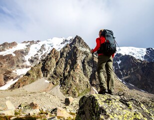 Hikers view of mountain peak