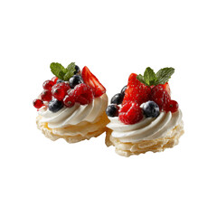 Delicious Mini Pavlovas with Fresh Berries and Whipped Cream