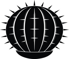 Barrel Cactus Silhouette, Cactus Barrel Vector Art