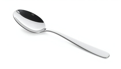 Stainless steel spoons isolated on a white background, representing dining, cutlery, and kitchen essentials.