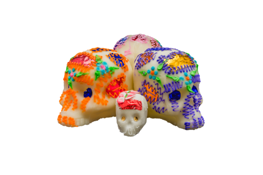 Colorful Sugar Skulls Day of the Dead PNG