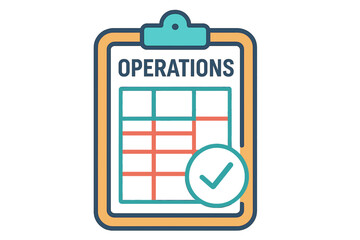 Operations checklist with grid and tick mark on clipboard design operations success board