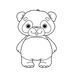 
Cute little panda. Isolated outline of a cartoon character. Panda bear. Black and white hand-drawn graphics. Coloring book for children. Vector illustration isolated on white background.