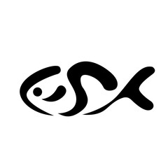 Minimalist fish line art illustration, abstract outline drawing isolated on transparent background