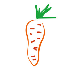 Minimalist carrot vegetable illustration, simple line art drawing