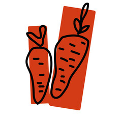 Minimalist carrot vegetable illustration, simple line art drawing