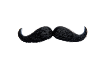 A stylized, dark-hued mustache against a black background. 