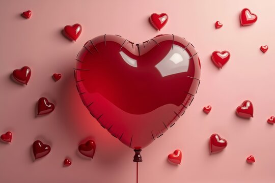 Blood Donation Symbolized by Heart-Shaped Balloon Filled with Red Liquid