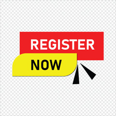 Register now Button web template Banner Label register now sign icon Vector illustration