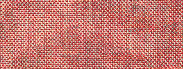 Obraz premium Red woven textile macro texture background. Knitted fabric pattern for material design and backdrop