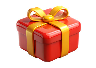 Obraz premium Red christmas gift box with gold ribbon isolated on transparent background