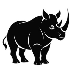 Powerful Black Rhinoceros Silhouette Vector Illustration for Graphic Design
