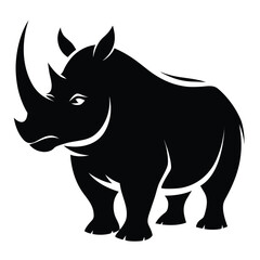 Powerful Rhino Silhouette with Thick Plate Armor Vector Design