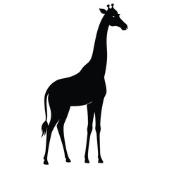 Simple Black Giraffe Silhouette Icon for Graphic Design and Illustration