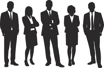 Group of professional business people standing confidently, corporate team, business suits, leadership, teamwork, office workers, success, partnership, fla